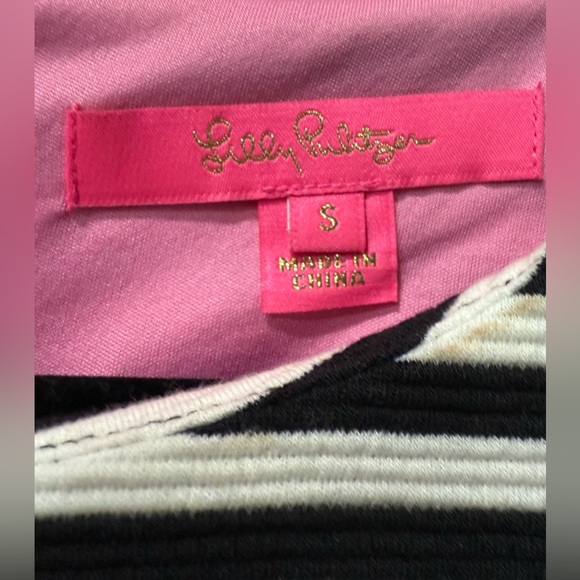 Lilly Pulitzer Alden Shift Dress Coconut‎ Ottoman Black / White Stripes Sz Small - Picture 4 of 6